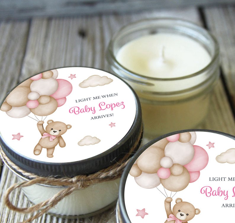 Pink Teddy Bear Baby Shower Favors: Soy Candles, Girl Shower, Set of 6 ...