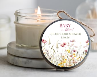 12 pcs Baby in Bloom Baby Shower Candle Favors, Wildflower Baby Shower, Boho Baby Shower, Spring Baby Shower