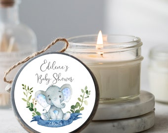 Baby Elephant Soy Candle Favor, Boy Baby Elephant Favor, Little Peanut Baby Shower Favor Gift, Blue Elephant Baby Shower Favor | Set of 6