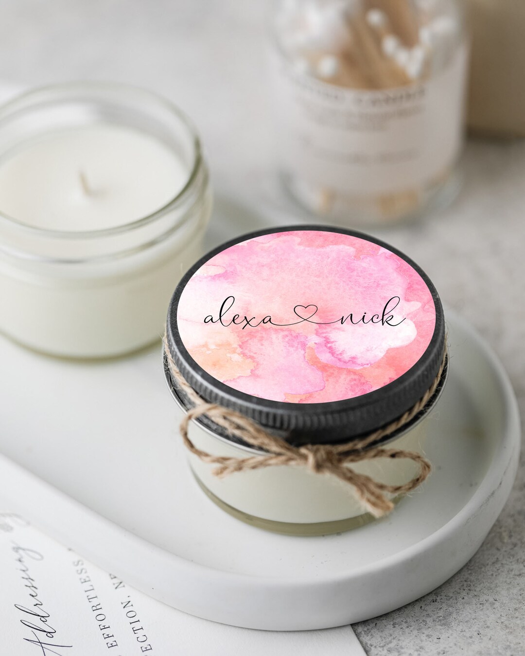 Set of 12 Personalized Soy Candle Favors, Pink Bridal Shower Favor ...