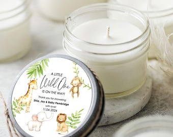 12pcs Baby Shower Favor Candles, Wild One Baby Shower, Gender Neutral Baby Sprinkle Shower, Safari Baby Shower, Jungle Baby Shower