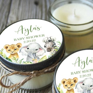 12pcs Safari Personalized Soy Candle Favors, Jungle Animal Party Favors, Wild One Baby Shower for Boy image 8