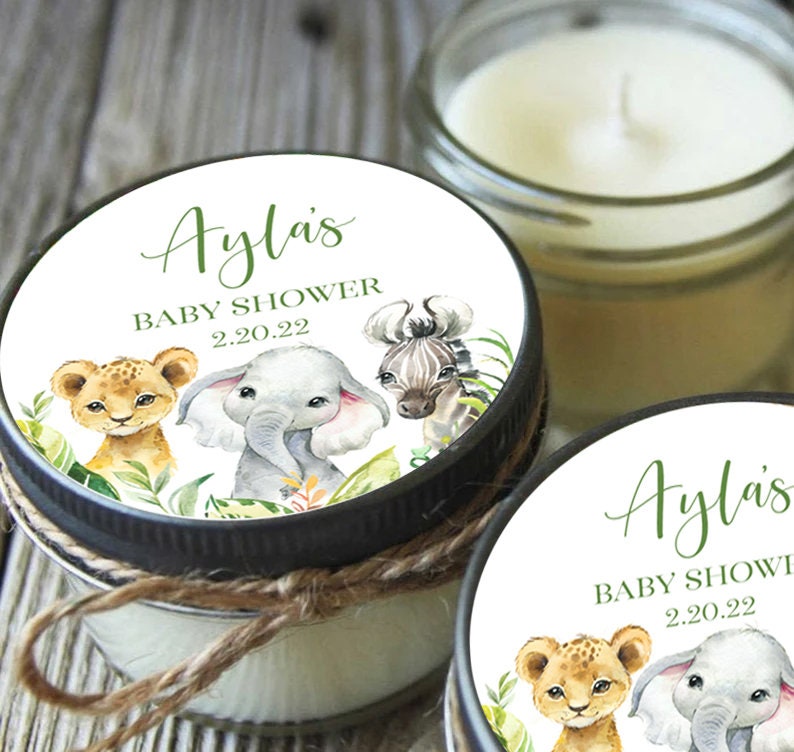 12pcs Safari Personalized Soy Candle Favors, Jungle Animal Party Favors, Wild One Baby Shower for Boy image 8