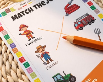 100 Matching Game Worksheets for Kids, Printable Match the Pairs Activity, Cognitive Skills Learning, Preschool Homeschool PDF