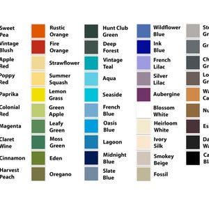 Puede incluir: Una carta de colores que presenta una variedad de tonos con sus nombres correspondientes. Los colores incluyen tonos de rosa, naranja, rojo, amarillo, verde, azul, gris, marr&oacute;n y negro. Cada color se muestra en un peque&ntilde;o cuadrado con su nombre.