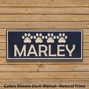 SIGN14 10" x 4" x 3/4" Engraved Dog Name Plaque, Custom Carved Wood Sign, Pet Name