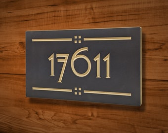 SIGN152 14" x 8" x 3/4" Engraved Craftsman Arts and Crafts Address Sign, Custom Carved Wood Sign, House Warming - Wedding - Realtor Gift