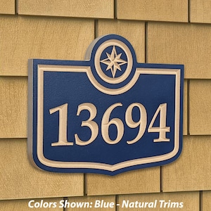 SIGN39 12&quot; x 9&quot; x 3/4&quot; Engraved Compass Address Sign, Custom Carved Wood Sign, Beach House