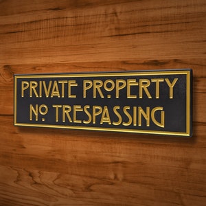 SIGN93 11&quot; x 3-1/2&quot; x 1/2&quot; Engraved Private Property Sign, Custom Carved Wood Sign, House Warming - Wedding - Anniversary Gift