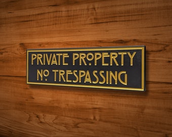 SIGN93 11&quot; x 3-1/2&quot; x 1/2&quot; Engraved Private Property Sign, Custom Carved Wood Sign, House Warming - Wedding - Anniversary Gift