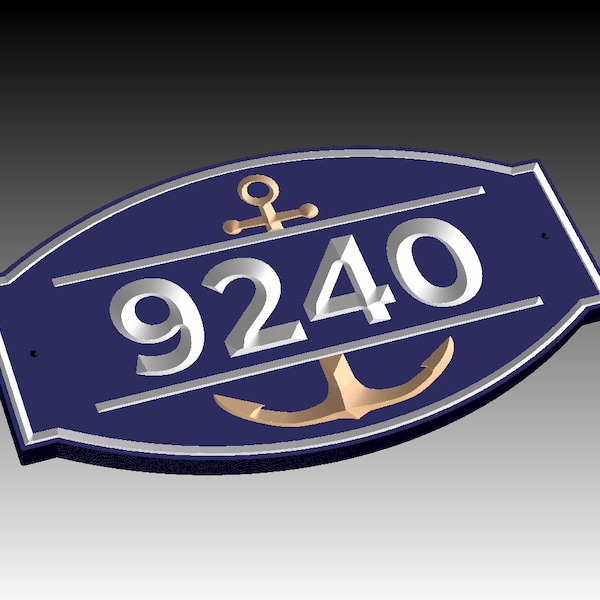 SIGN185 16" x 9" x 3/4" Engraved Nautical Anchor House Number Sign, Custom Carved Wood Sign, House Warming - Wedding - Anniversary Gift