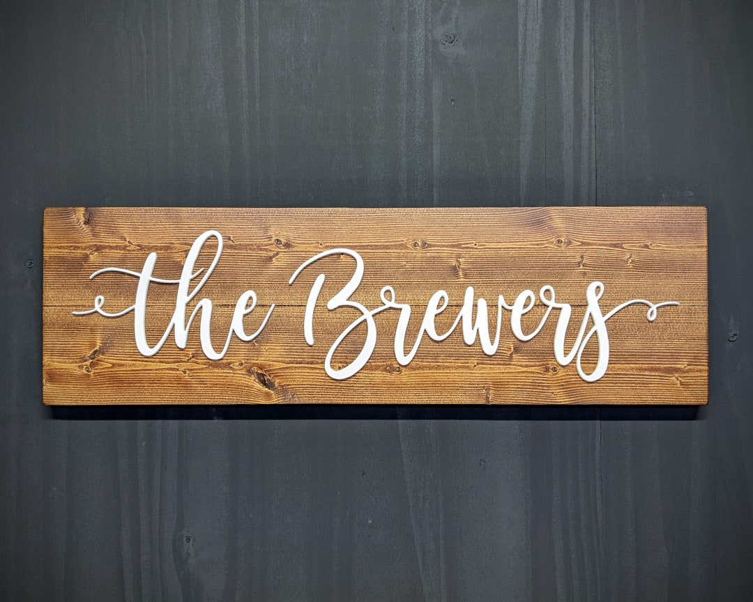 SIGN115ECW Raised English Chestnut/white Pallet Sign / Last Name Sign ...