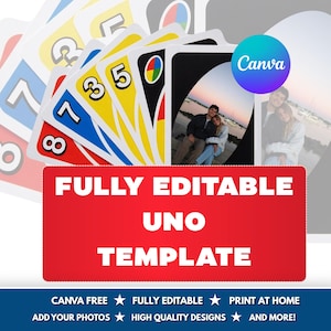 Editable Uno Custom Playing Cards Template | Printable Uno Cards Template | Custom Card Game Template Canva | Personalised Card Game