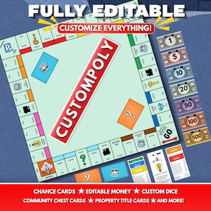 Custompoly Game Template | Create Your Own Board Game | DIY Board Game Template |Editable Canva Board Game |  Custompoly Canva Template |