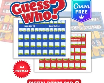 Guess Who Template 2.0 | Guess Who Game | Guess Who Canva Template | Guess Who Game Sheets | Easy to Use | Editable in Canva |