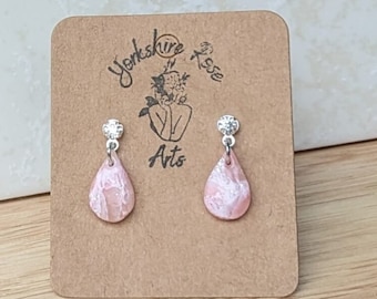 Rosy Marble Droplet Drop Earrings