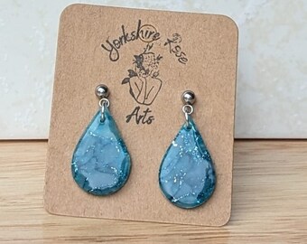 Verdant Marble Tear Drop Earrings