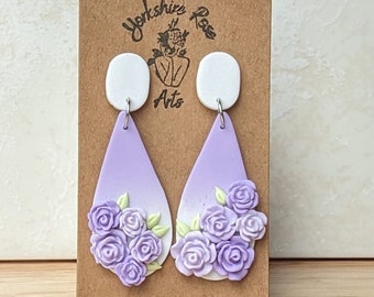 Purple Rose Garden Drop Earrings