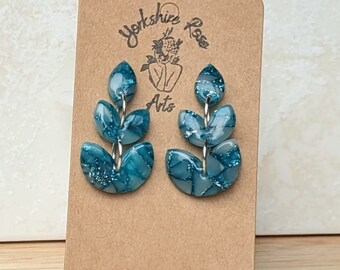 Verdant Marble Petal Drop Earrings