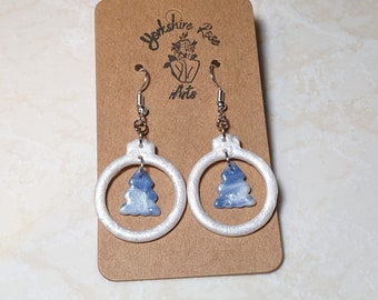 Blue Tree Bauble Drop Earrings