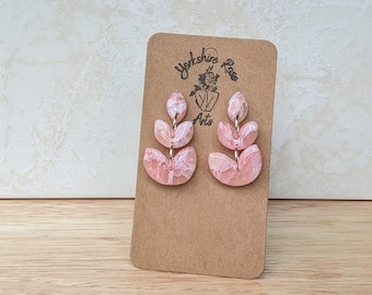 Rosy Marble Petal Drop Earrings