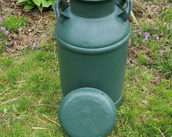 Antique Milk Can with Lid, Green Milk Can, Removable lid, Garden- Porch Decor