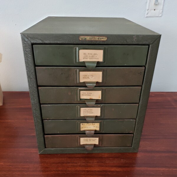 vintage Metal 6 Drawer Bin, Petites pièces, Kennedy Mfg. CO. Cabinet Green, Rangement, Organisateur