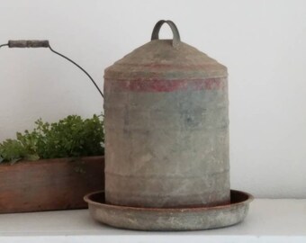 Items Similar To Antique Chicken Feeder Galvanized Metal Chicken