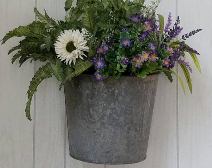 Sap Bucket Galvanized Bucket Planter Wall Pocket Farmhouse Etsy