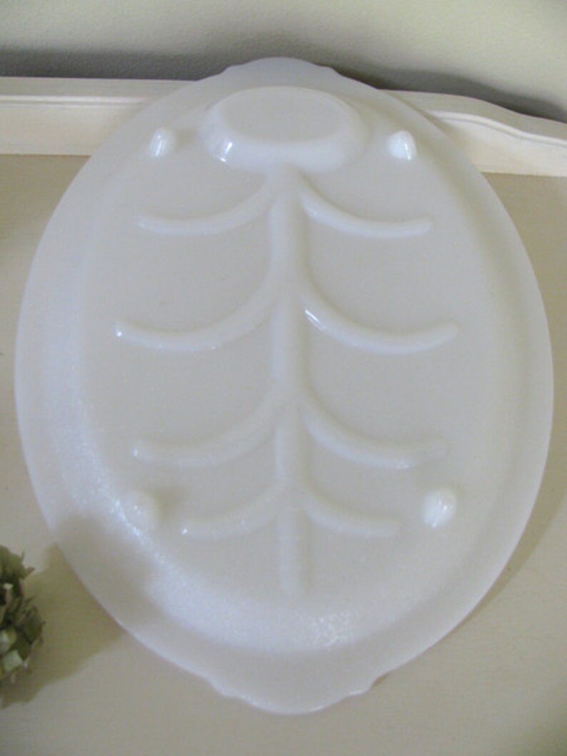 Vintage Fire King Milk Glass TREE AND WELL Carving Platter Etsy