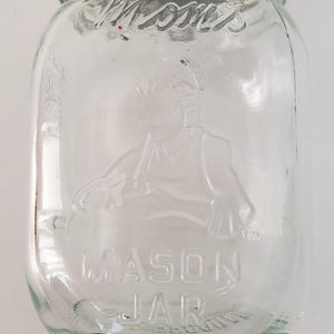 Vintage Pint MOM&quot;S Mason Jar Canning Fruit Jar w 2pc Lid