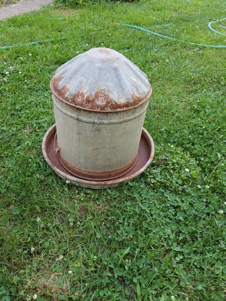 Antique Chicken Waterer Galvanized Metal Chicken Water Etsy