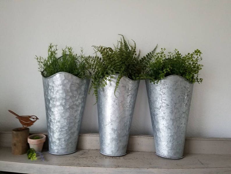 Galvanized Wall Pockets Metal Pocket Planter Faux Plants Farmhouse