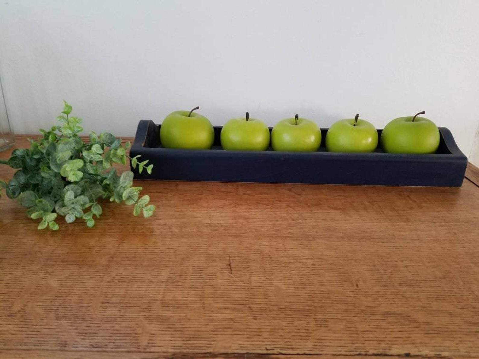 Caja de madera azul manzanas de color verde falso caja de | Etsy