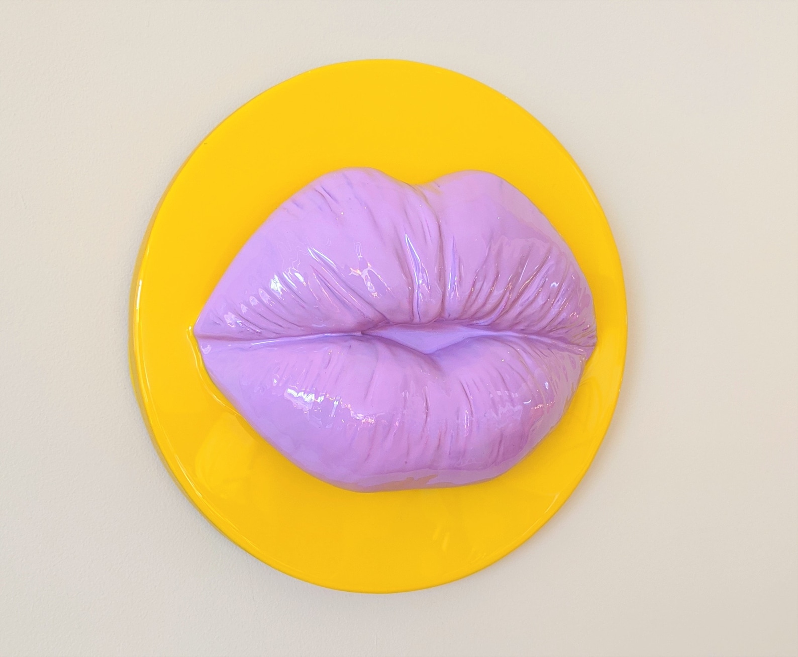 Wall art Lips sculpture Yellow and Purple in resin Etsy