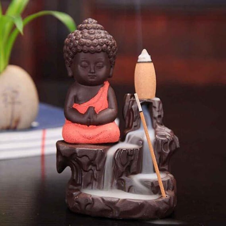 Buddha Backflow Incense Burner, Meditation Waterfall Smoke Holder, Zen ...