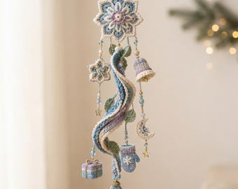 Häkelanleitung für einen Wintermond-Kaskaden-Ornament, Schneeflocken-Glöckchen-Handschuh als Geschenk (PDF)