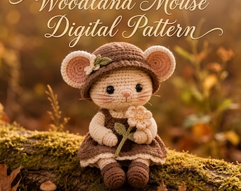 Häkelanleitung für eine Waldmaus (Amigurumi), mit Häubchen und Schürze (Digitaler Download)