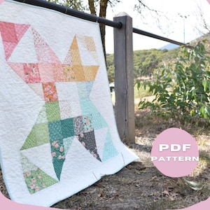 PDF Pattern for "Bliss" - Cot/Crib Throw Size Patchwork Quilt. Sew yourself a modern quilt.