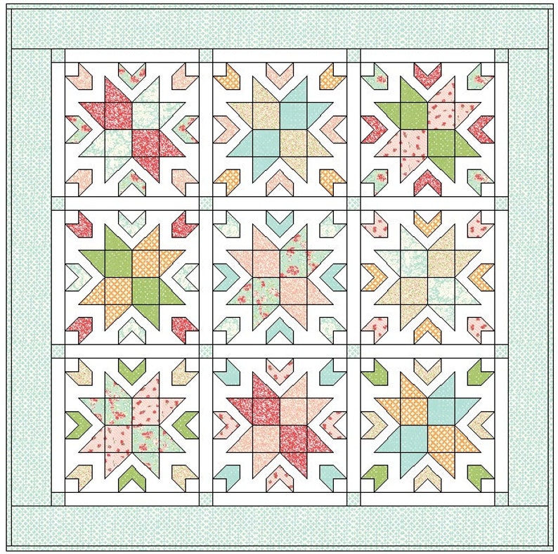 PDF Pattern for Breeze Quilt Queen Size Patchwork Classic Modern Pattern. Sew your own handmade quilt. image 3