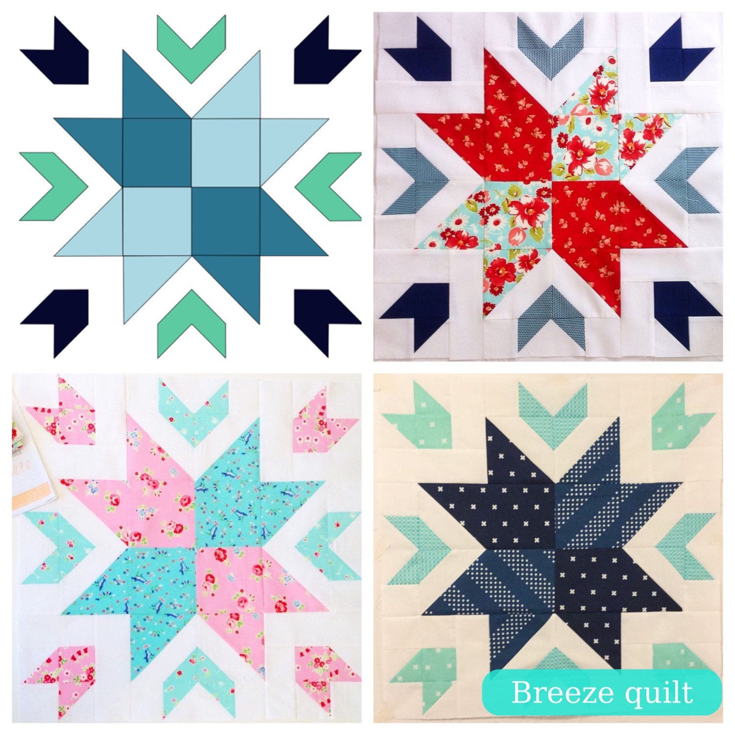 PDF Pattern for Breeze Quilt. Queen Size Patchwork Classic Etsy