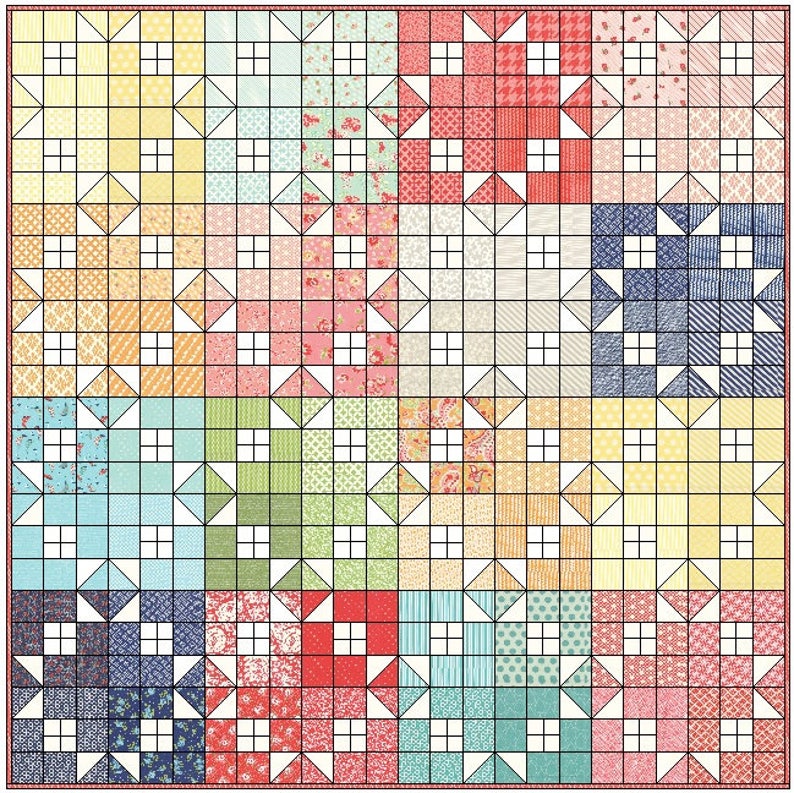 PDF Pattern for Glow Throw Single Twin Patchwork Quilt. Modern Classic Handmade Quilt instruction make yourself image 3