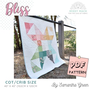 Patron PDF pour « Bliss » - Courtepointe en patchwork pour lit de bébé/lit de bébé. Cousez vous-même une courtepointe moderne.