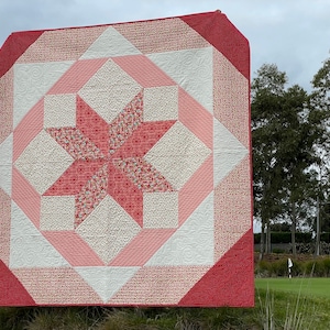 PDF Pattern for Bloom, Queen Throw Patchwork Quilt. Modern Classic Handmade Quilt instruction - make yourself