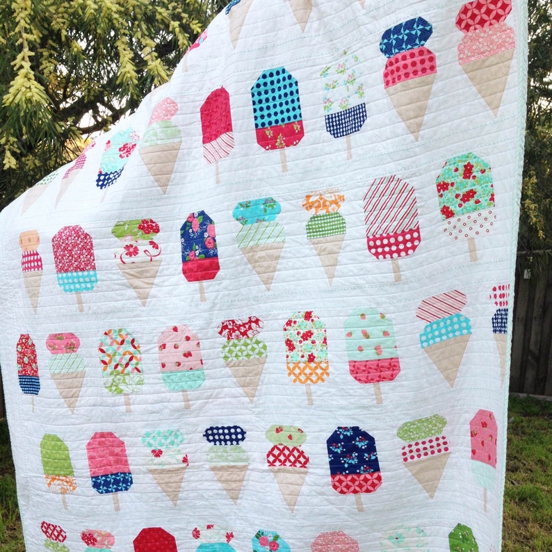 PDF Pattern for Scooped Single Twin Patchwork Quilt. Ice Cream Gelato Handmade Quilt for Child Bedroom Throw image 4