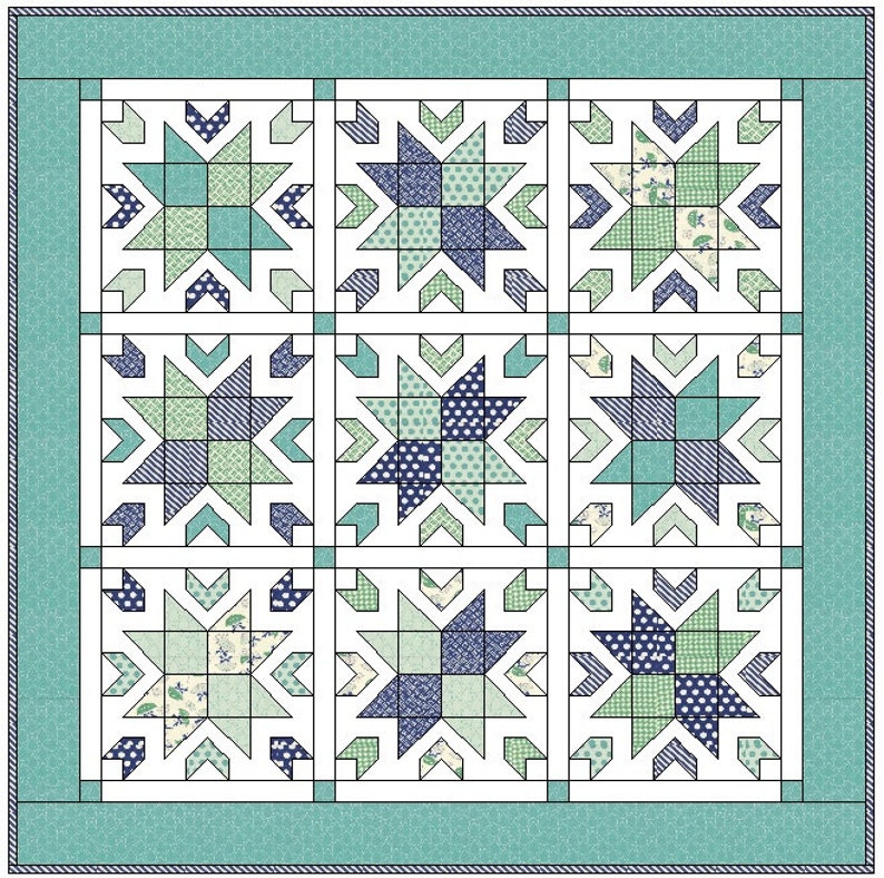PDF Pattern for Breeze Quilt Queen Size Patchwork Classic Modern Pattern. Sew your own handmade quilt. image 2
