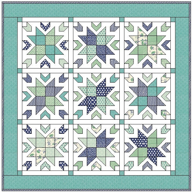 PDF Pattern for Breeze Quilt. Queen Size Patchwork Classic Etsy