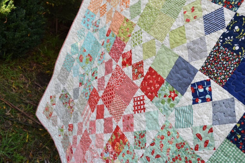 PDF Pattern for 'harvest' Throw Double Size Patchwork Quilt - Make Your ...