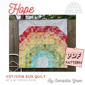 Rainbow Quilt PDF Pattern: 'Hope' Modern Geometric Patchwork Crib Quilt - make yourself!