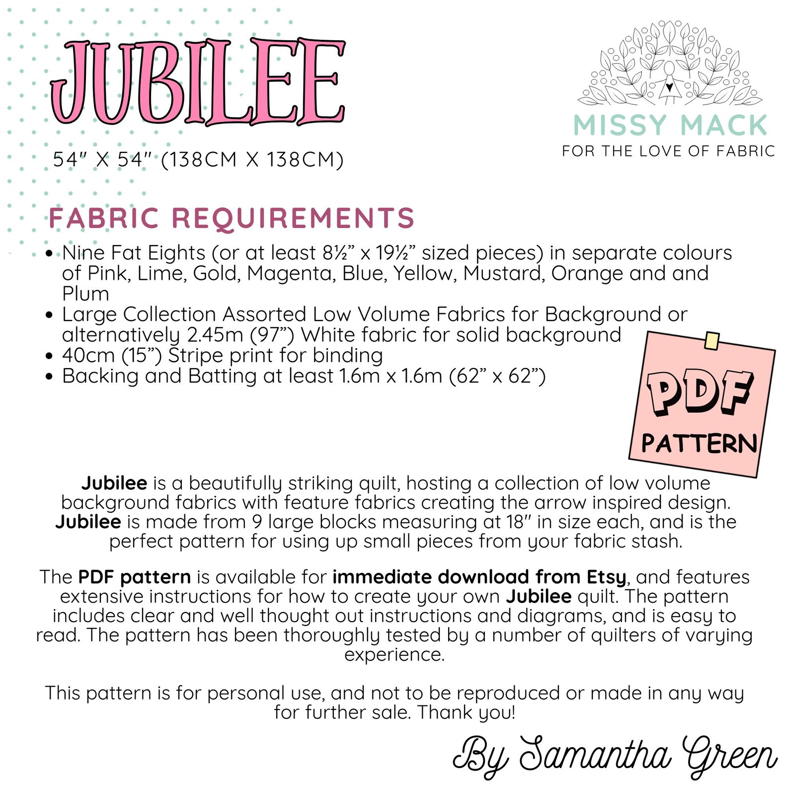 PDF Pattern for 'jubilee' Throw Size Scrappy Patchwork Quilt - Make ...